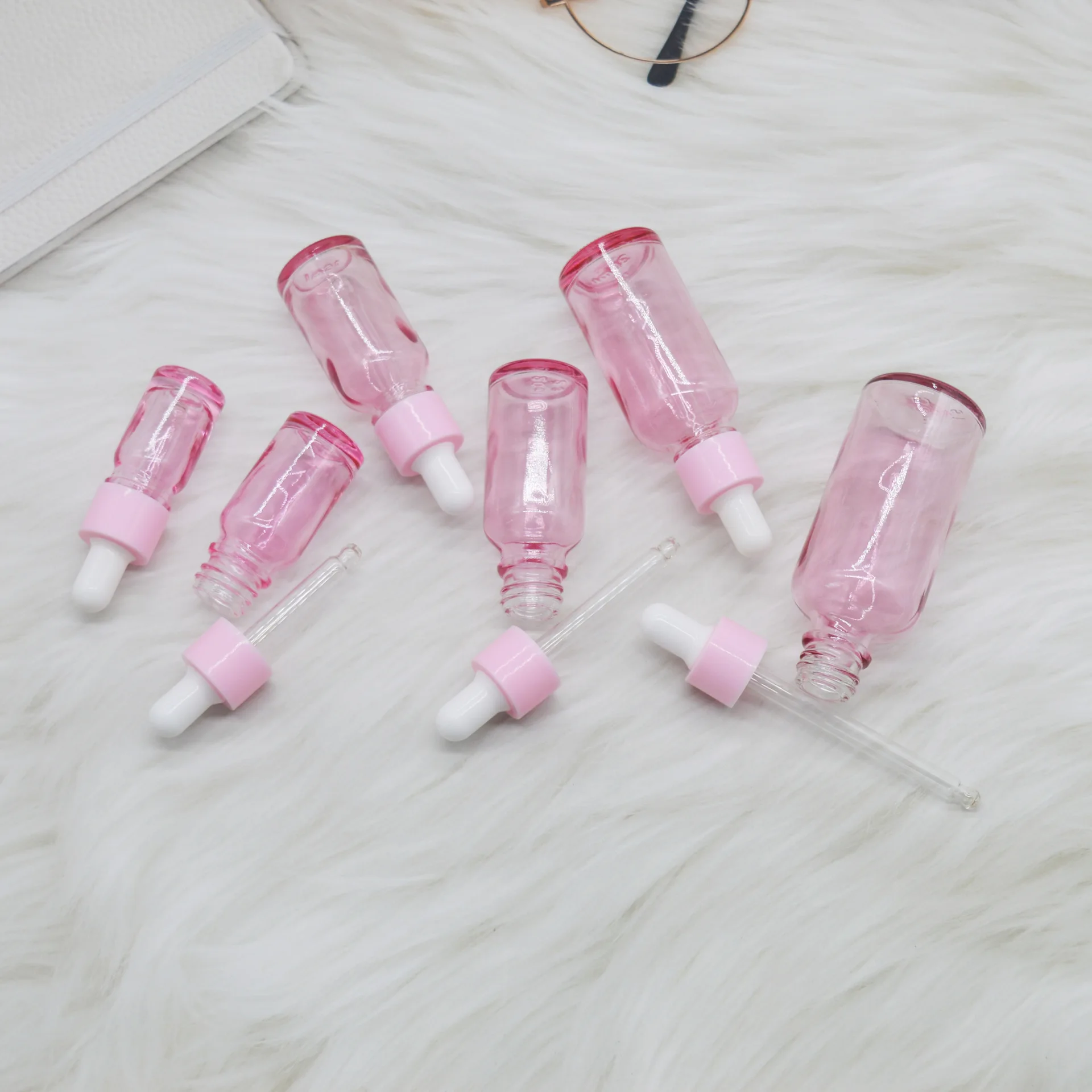 5ml-100ml Pink Glass Dropper Bottle Translucence Rose Gold Essential Oil Aromatherapy Liquid Pipette Refillable Bottles Travel