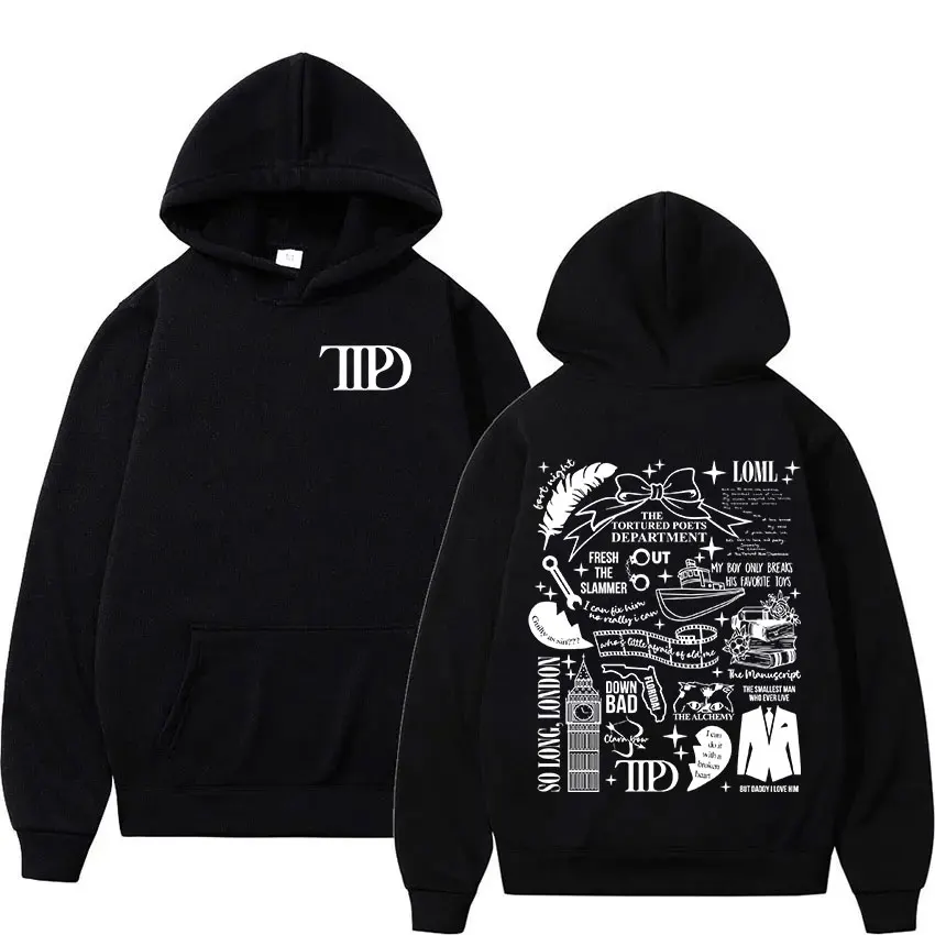 

TTPD The Tortured Poets Department 2024 New Album Hoodie Man Women Retro Fashion Long Sleeve Sweatshirt Casual Oversized Hoodies