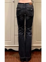 Women's Low Rise Flared Jeans Black Bootcut Jeans American Retro Denim Pants Y2k Japanese 2000s Harajuku Bell Bottom Skinny Jean 3