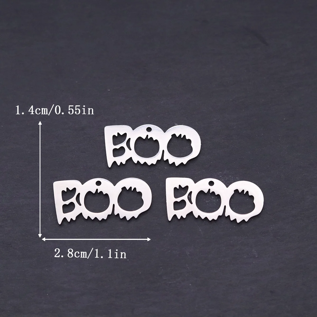 3pcs Stainless Steel BOO Letter Ghost Charms Halloween Pendants For DIY Earring Necklace Jewelry Making Spooky Craft Accessories