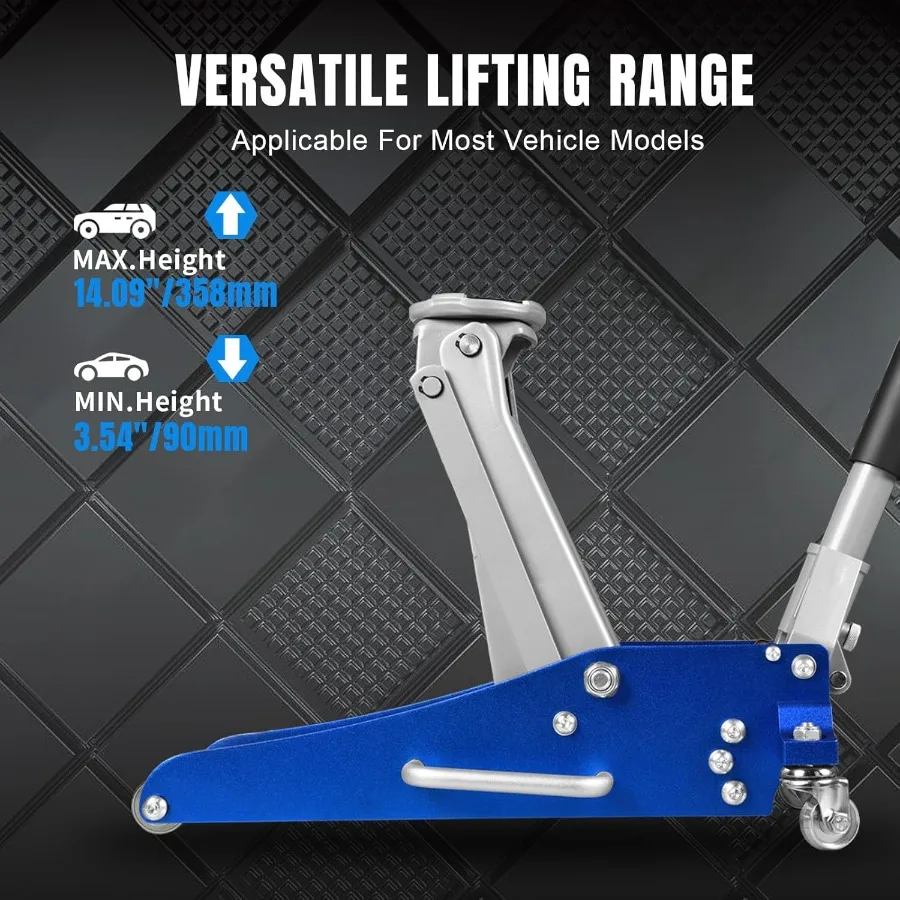T815016L Hydraulische laag profiel aluminium en stalen racevloerkrik met dubbele zuiger snelle hefpomp 1,5 ton 3.000 lb capaciteit