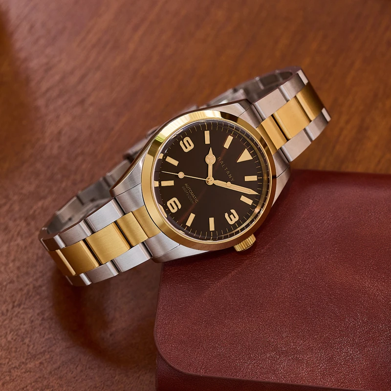 Baltany S4035G 39mm Gold Explorer Watches For Man Luxury NH38 Mechanical Wristwatches Sapphire Crystal Waterproof Dress Watch