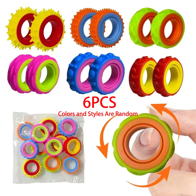 Draaiende Fidget Ring Sensorische Vinger Spinner Anti-Angst Stressverlichtende Speelgoed voor Volwassenen ADHD Autisme Stille Klas Prijsjes Cadeaus
