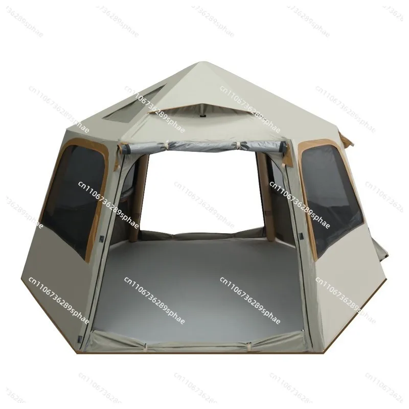 Quick opening hexagonal inflatable tent outdoor camping overnight camping portable folding rainproof