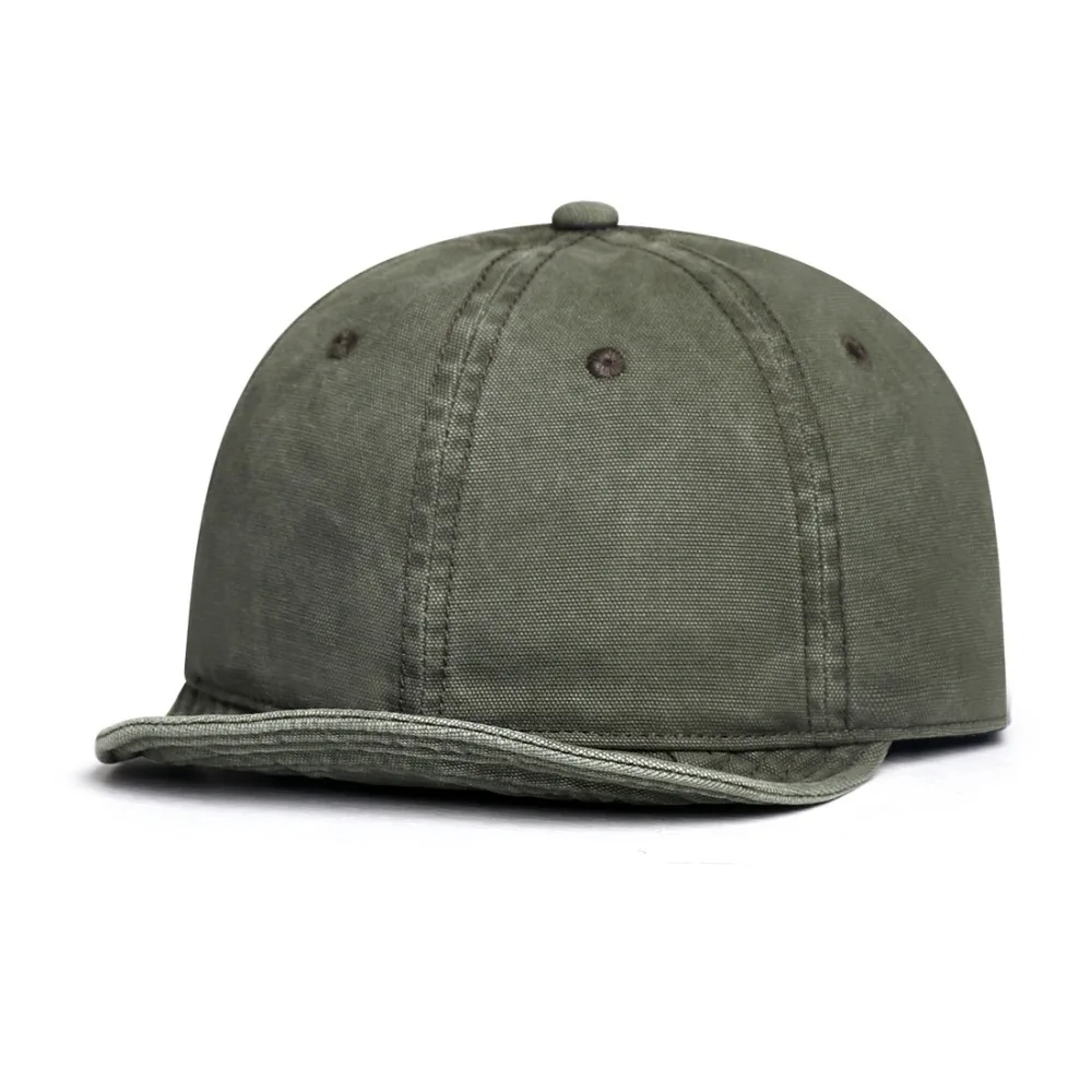 Minimalist Versatile Short Brim Baseball Cap Retro Washed Old Craft Flat Edge Baseball Cap Adjustable Cotton Hip Hop Hat for Men