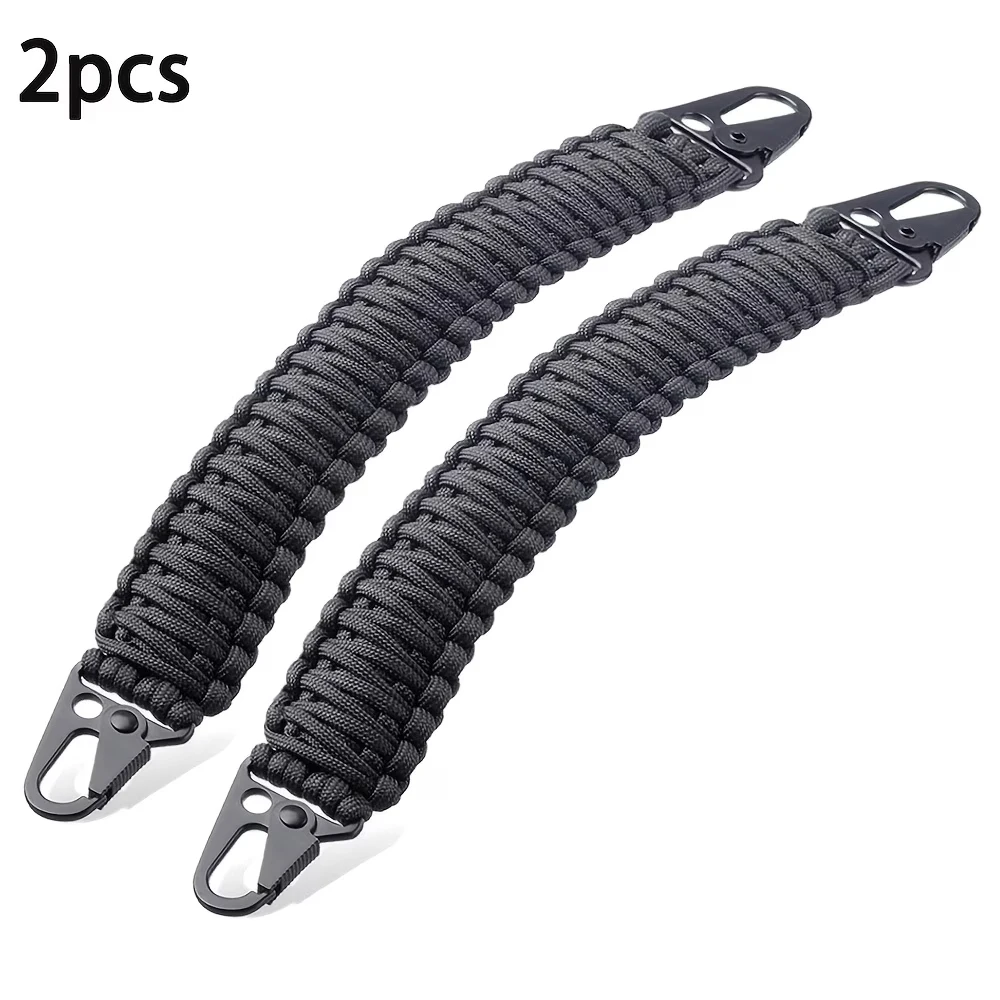 2Pc Paracord Handle Set Featuring Braided Paracord Straps For Strap Replacement With Molle Loops Compatible With Water Bottle