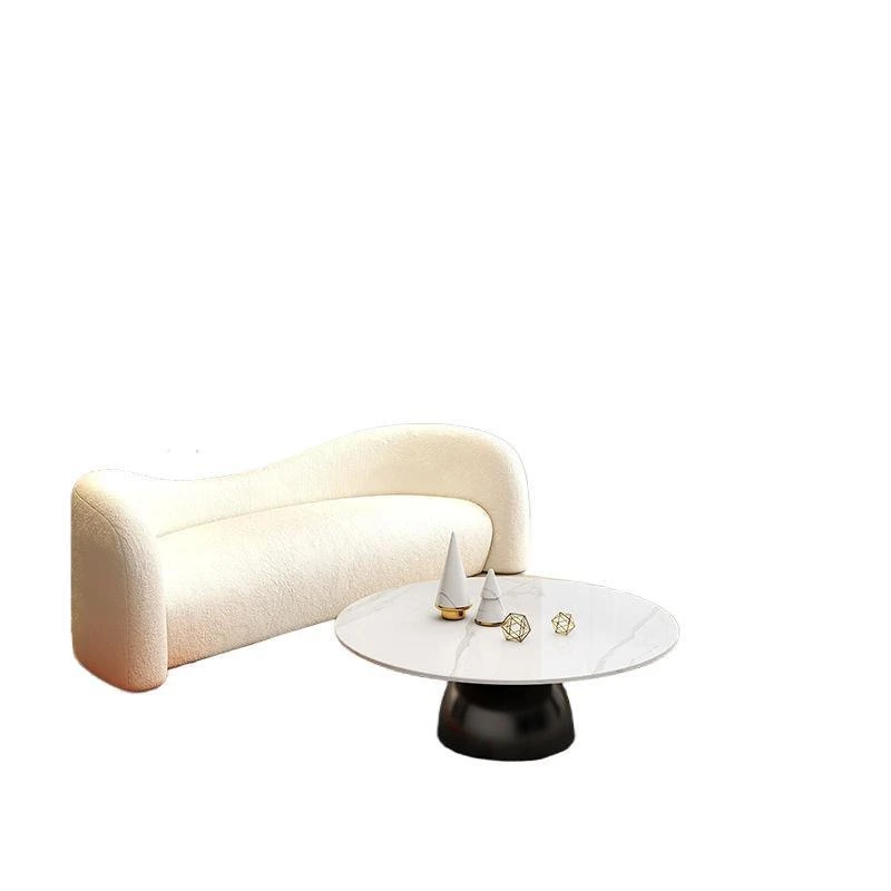 

Nordic cream style sofa small apartment living room light luxury curved sofa beauty salon special-shaped Internet celebrity