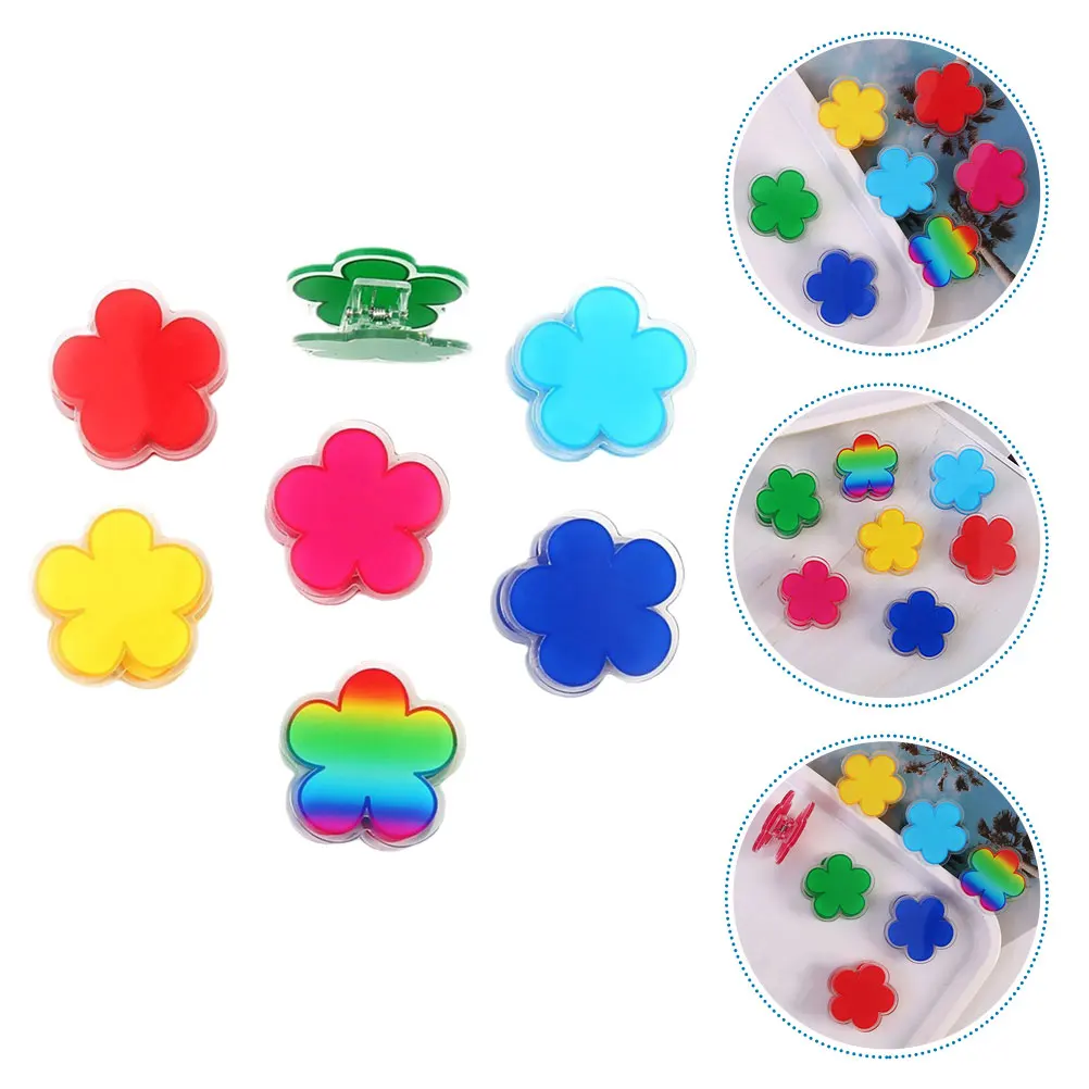 

7pcs Flower Cartoon Acrylic Paper Fasteners Multifunctional Storage Bag Cute Office Home Stationery Organizers Snack Food Seal