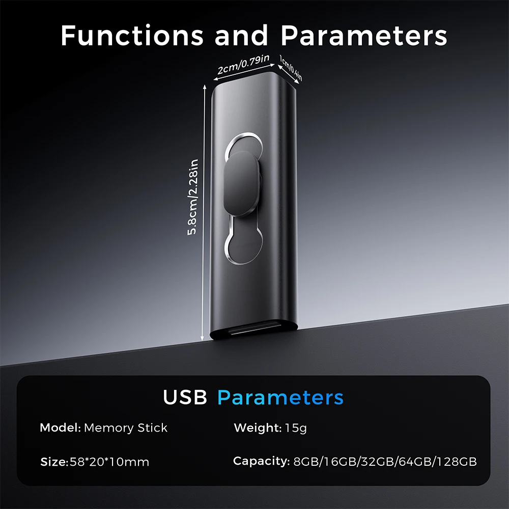 TYPE-C USB Stick Free Custom Logo Metal USB Flash Drive 128GB 64GB 32GB 16GB 8GB 4GB Blue Retractable Business Gift for Computer