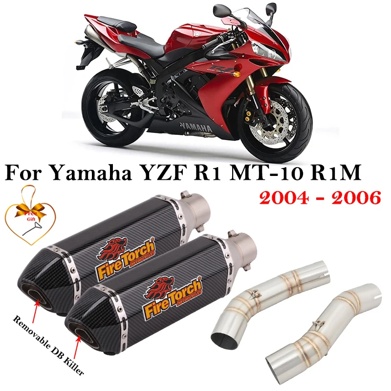 Slip On For Yamaha YZF R1 MT-10 R1M 2004 2005 2006 Motorcycle Exhaust Escape Muffler Systems Middle Link Pipe DB Killer Muffler