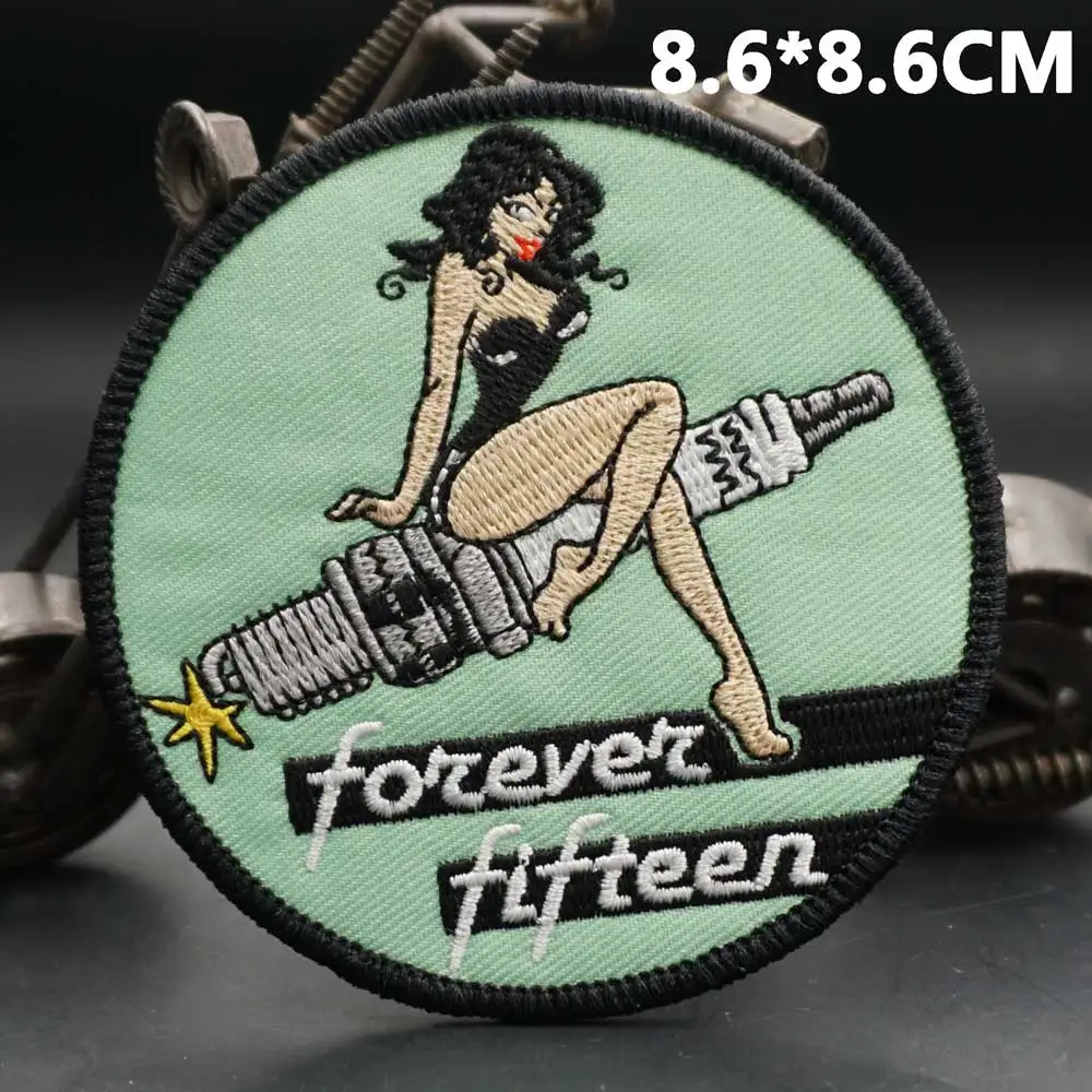 Anime Bikini Nurse Girls Morale Badge Cute Forever Fifteen Girl Hook&Loop Emblem Military Army Morale Badge Backpack Stickers