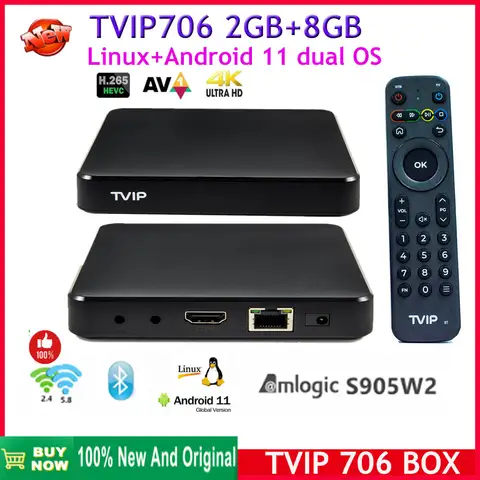 Latest 4K H.265 Smart TV Box TVIP 706 Nordic one tv box 2GB 8GB  Android 11.0+Linux 2.4/5G WIFI BT  hot in Sweden Norway Finland