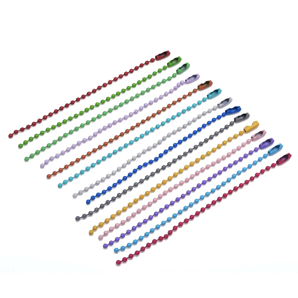 20Pcs Colored Ball Bead Keychain Metal Hanging Chain with Connector For Christmas Ornament Jewelry Finding for Jewelry Making