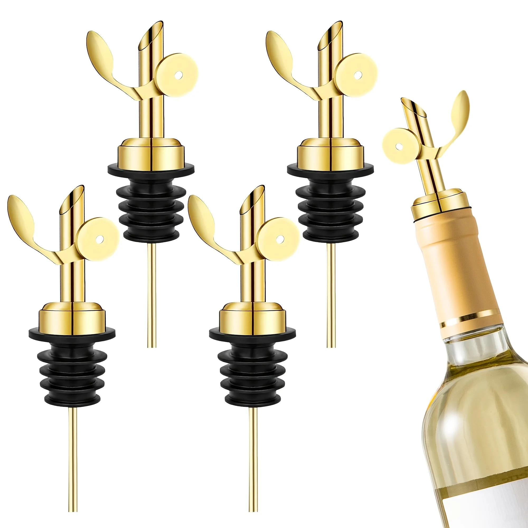 304 Stainless Steel Olive Oil Stopper Cap Dispenser Spout Sauce Vinegar Auto Open Pourer Nozzle Wine Liquor Bottle Plug