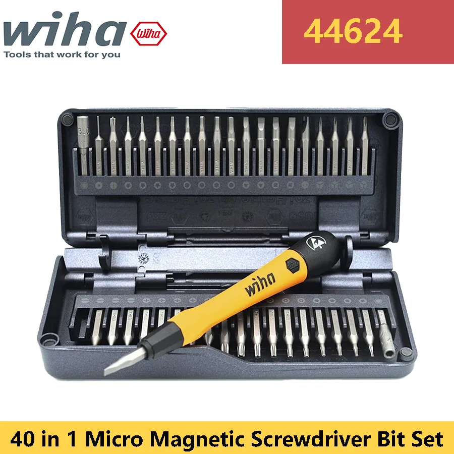 

WIHA 44624 Micro Magnetic Screwdriver Bit Set 40 in 1 ESD Precision Extension Rod with 42pcs Screwdriver Bits Hand Tool Z6901C4