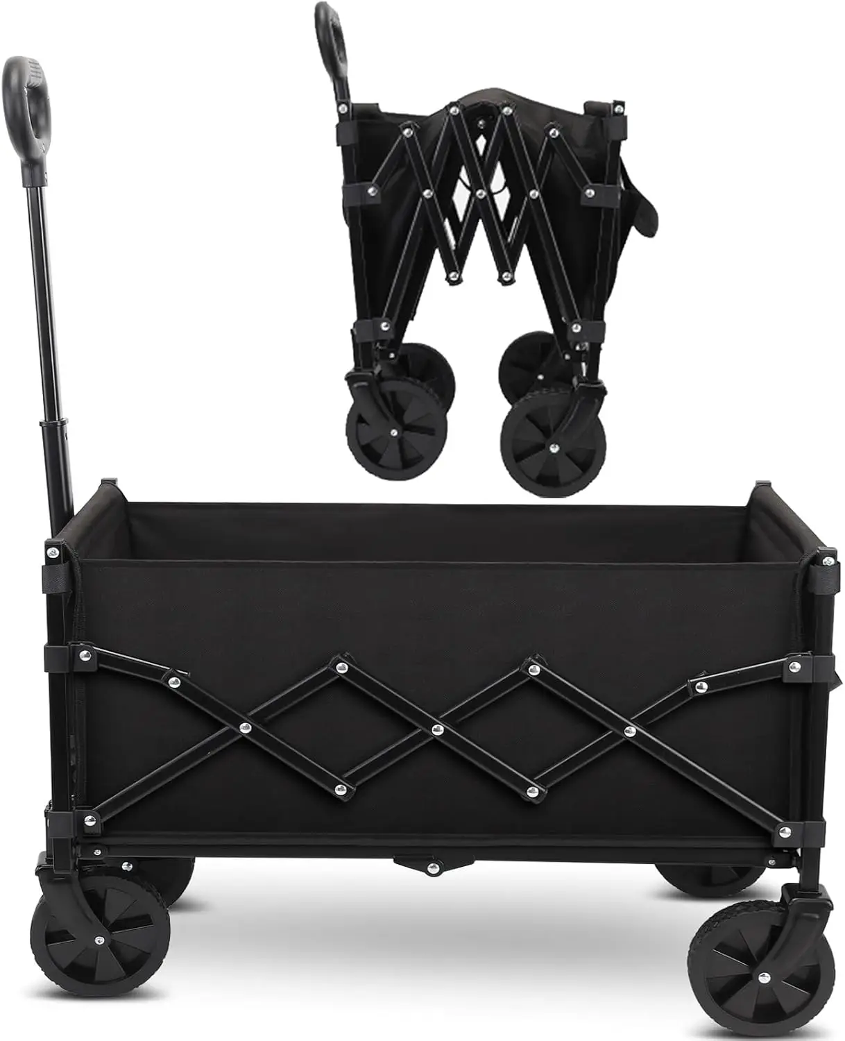 

Foldable Utility Cart with All-Terrain Wheels, Telescoping Handle for Hauling and Shopping, 200LBS Capacity