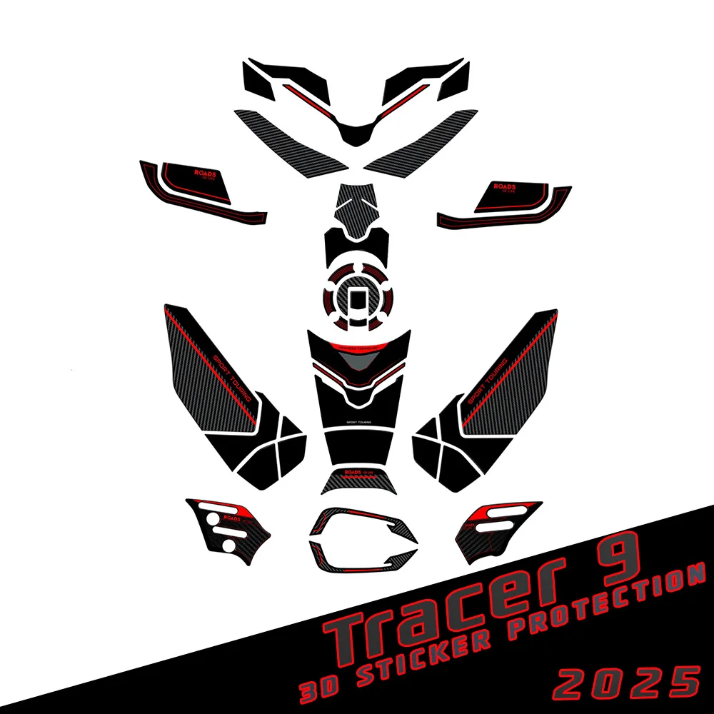 For Tracer 9 2025 Motorcycle Accessories 3D Epoxy Sticker Protection Tank Kit Tracer9 Red tank pad Anti-slip pad