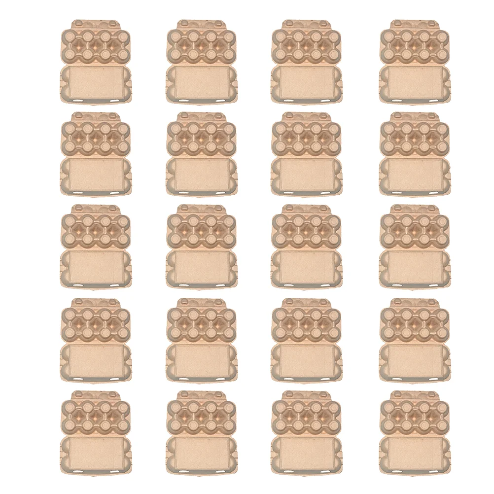 

20 Pcs Tray Clear Paper Pulp Carton Biodegradable Container 8 Grids Holder Storage Food Grade Material Safe