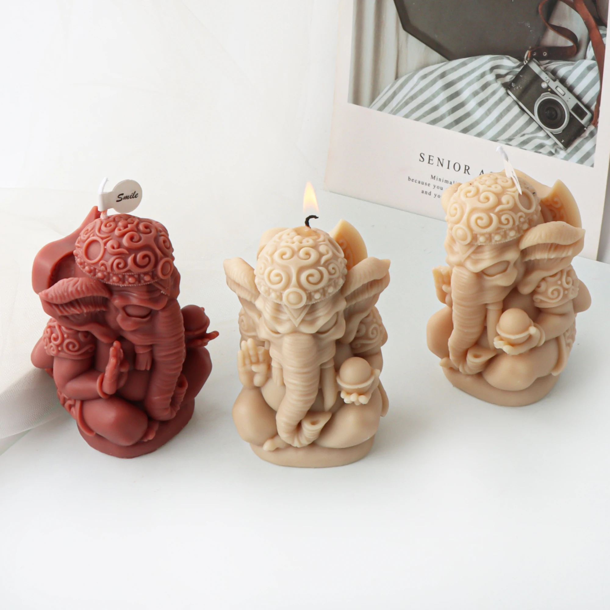 Molde de Silicona 3D de Ganesha, Molde de Vela con Forma de Dios Elefante para Velas DIY, Jabón, Yeso, Resina, Estatua Hindú, Decoración Espiritual para el Hogar, Regalo