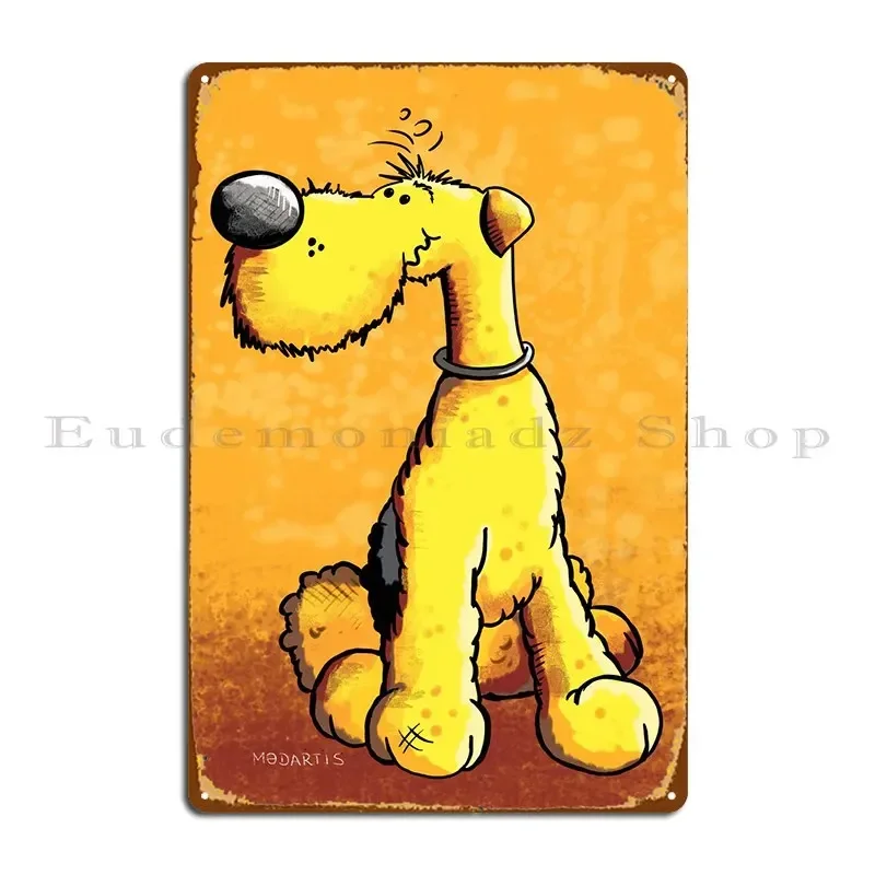 Funny Airedale Terrier Metal Sign Printing Funny Wall Decor Club Printed Tin Sign Poster