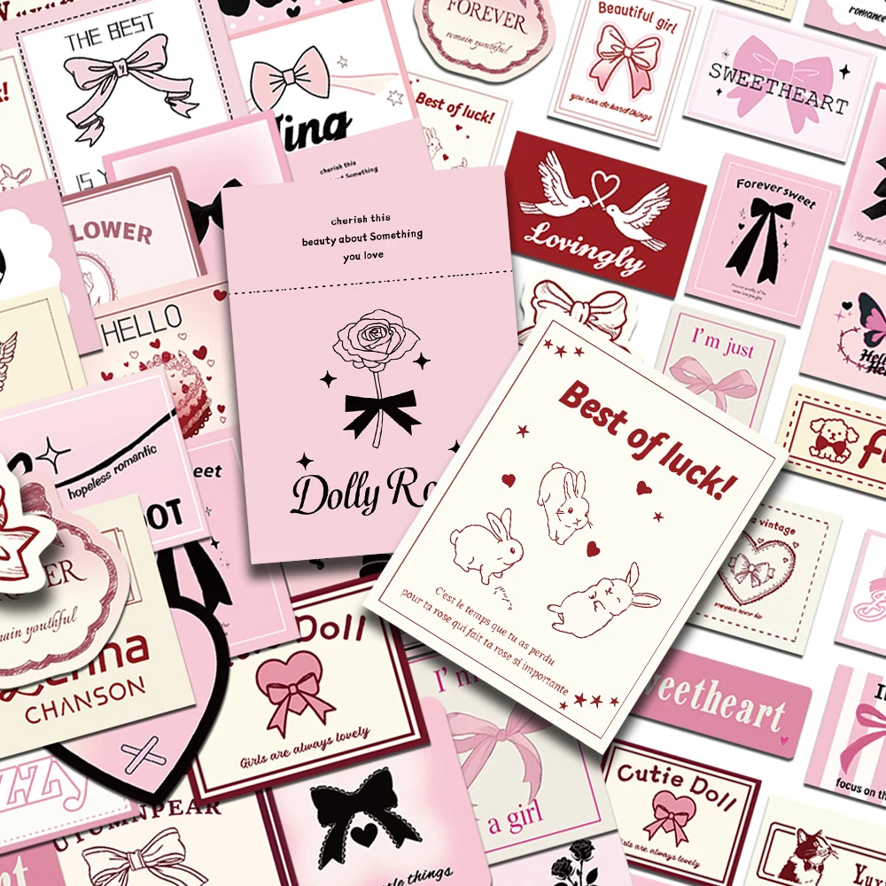 50pcs Pink Cartoon Graffiti Stickers Decals For Phone Laptop Scrapbook Refrigerator Wall DIY Aesthetic Stickers Creative Gifts