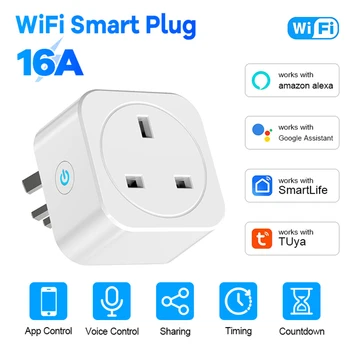 Tuya UK Smart Plug 16A 20A WiFi Socket Power Monitoring Remote Control Timer Works With Al