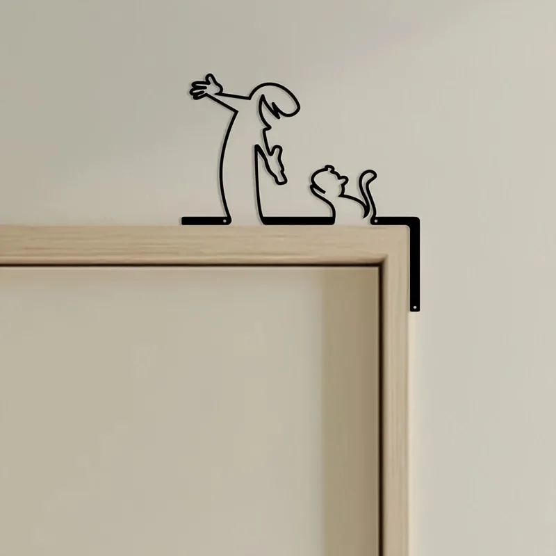 Plan Enchanting Metal Wall Art - Minimalist Black & White Puppet Silhouette Wall Decor, Hand-Forged Iron Horizontal Wall Hanging