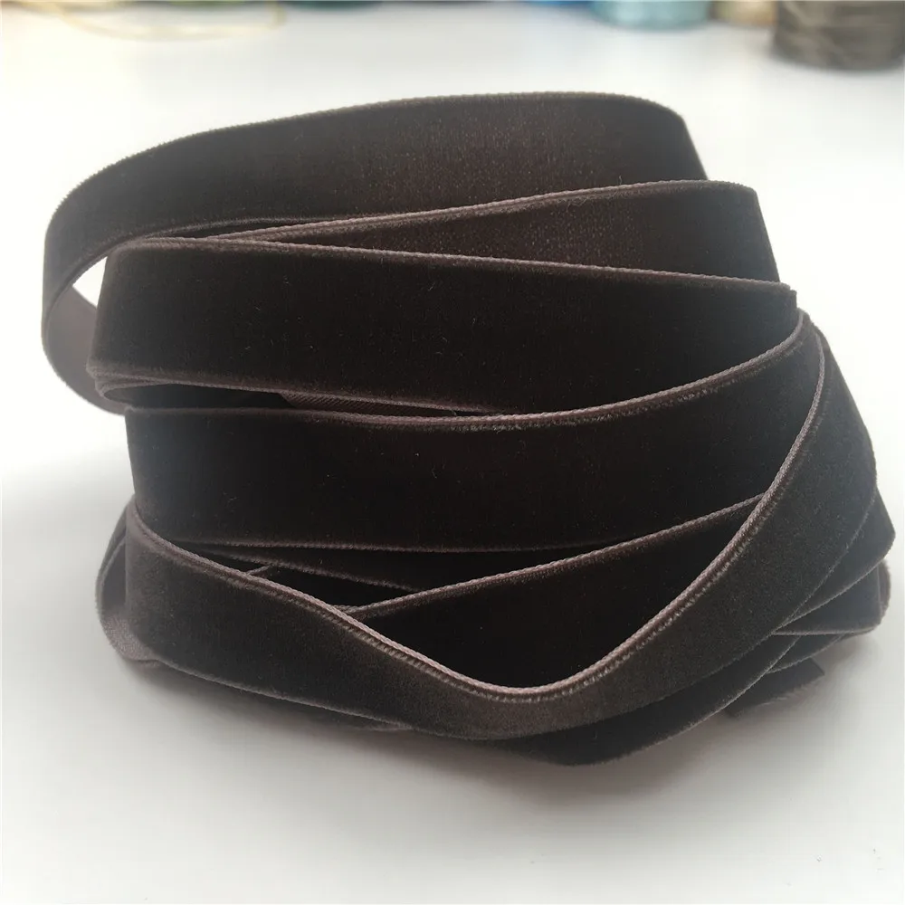 6/9/15/25mm Black Coffee Single Face Velvet Ribbon For Handmade Gift Bouquet Wrapping Supplies Home Party Decoration Christmas