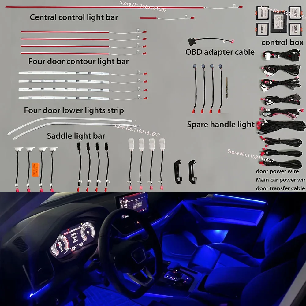 

30 colors For Audi Q5 B9 2018-2023 MMI Control Car Dashboard Panel LED Decorative Ambient Lamp Luminous Strip Atmosphere Light