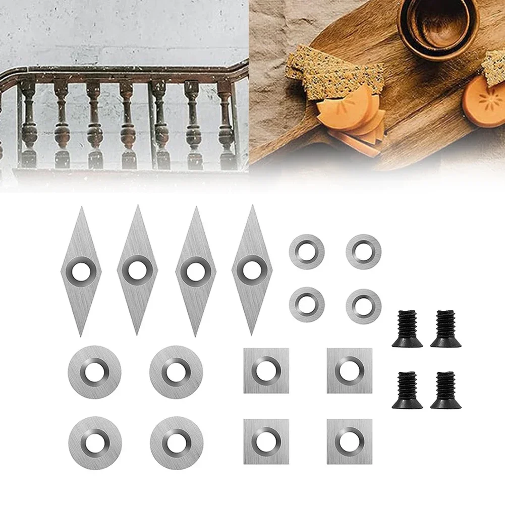 

20pcs Tungsten Carbide Cutters Inserts Set For Wood Lathe Turning Tools Lathe Tools For Wood Woodworking Tools Turning Tools