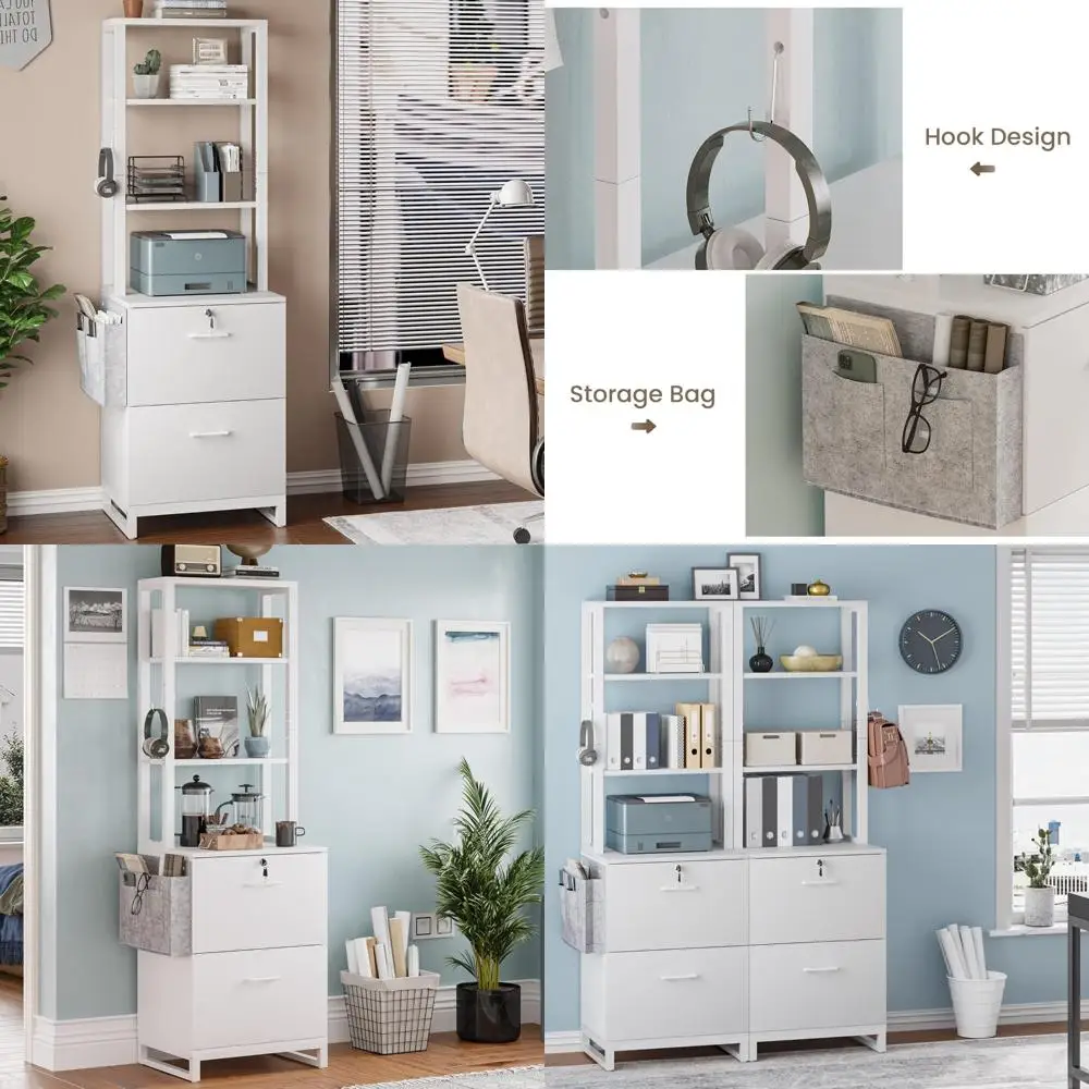 Secure Lockable 2-Drawer File Cabinet for Letter, Legal, and A4 Size Documents - Home Office Storage Solution