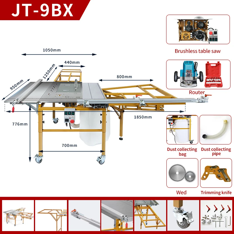 

JT-9B Портативный складной деревообрабатывающий стол Sawmill Портативная горизонтальная настольная пила для деревообработки 45 градусов