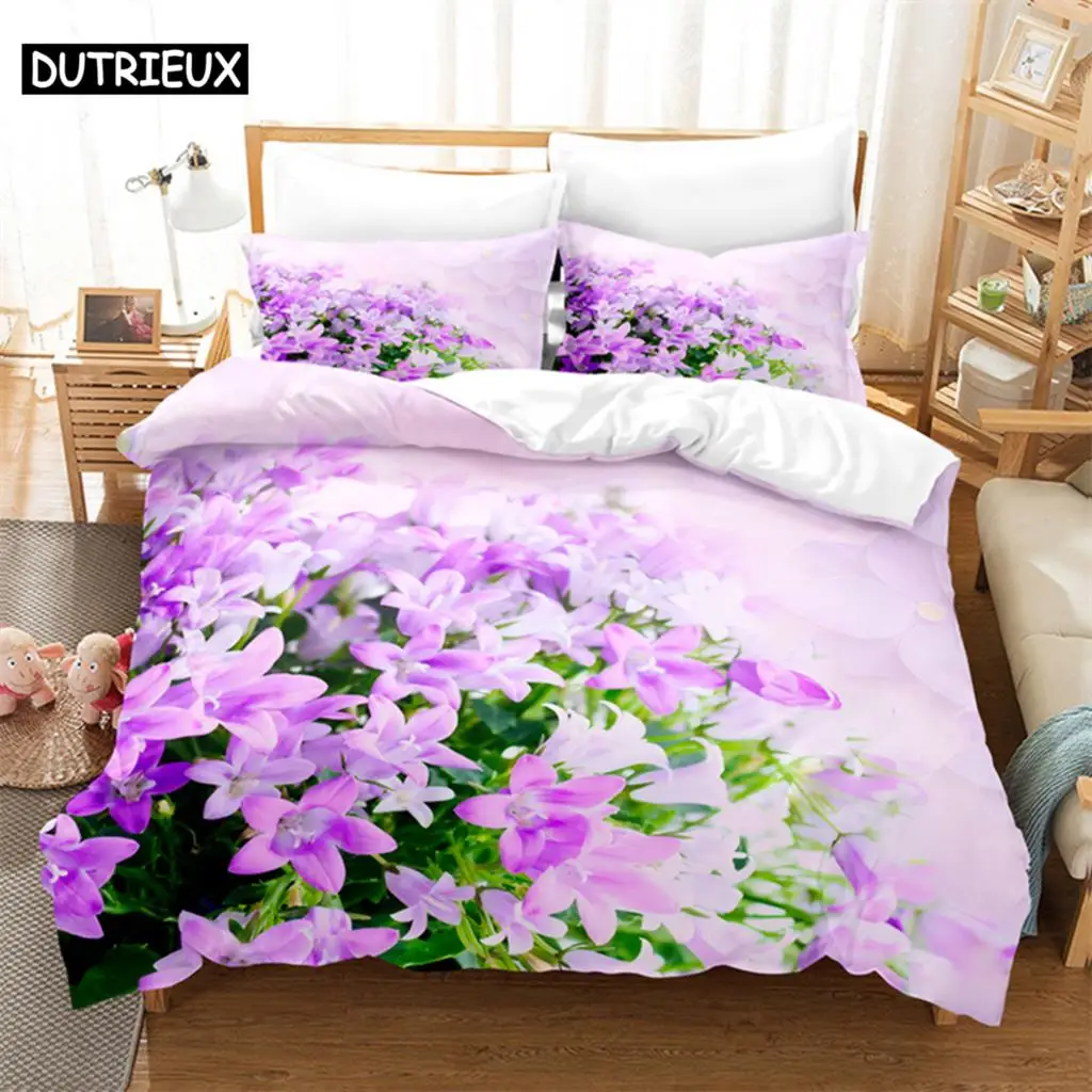 

Purple Flowers Queen Bedding Set Duvet Cover Set Kids Bedding Digital Printing Bed Linen King Size Duvet Cover Set Bedding Set