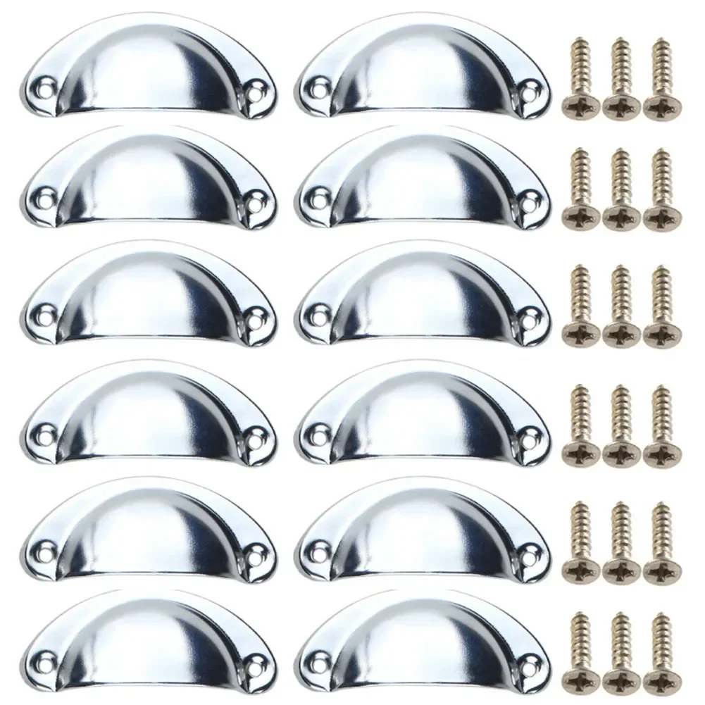 Shell Drawer Pulls Retro Handle Chrome Easy Care Green Bronze Iron Red Bronze Yellow Yellow Bronze 12PCS Brand New