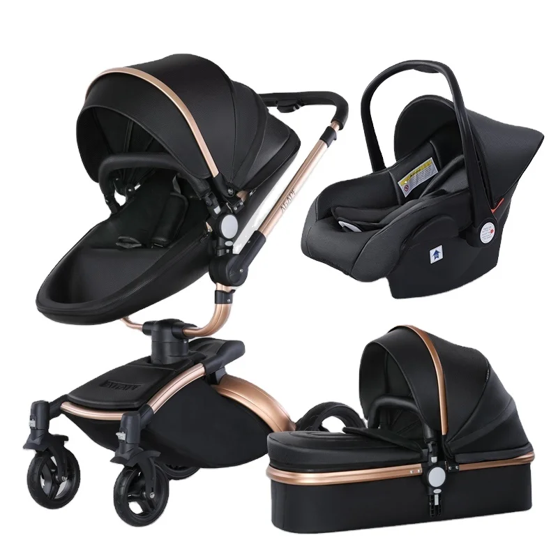 Poussette portable pliable 3 en 1 pour bébé de 3 ans, avec ceinture de sécurité à cinq points, avec matériaux de gril en alliage