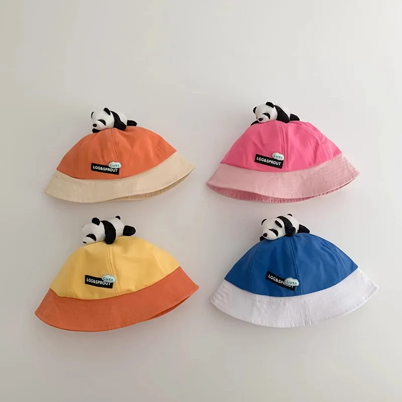 

Spring Summer Baby Hats Lovely Cartoon Panda Fisherman Hats Kids Boys Girls Sun Hats Beach Caps Cotton Children Bucket Hat