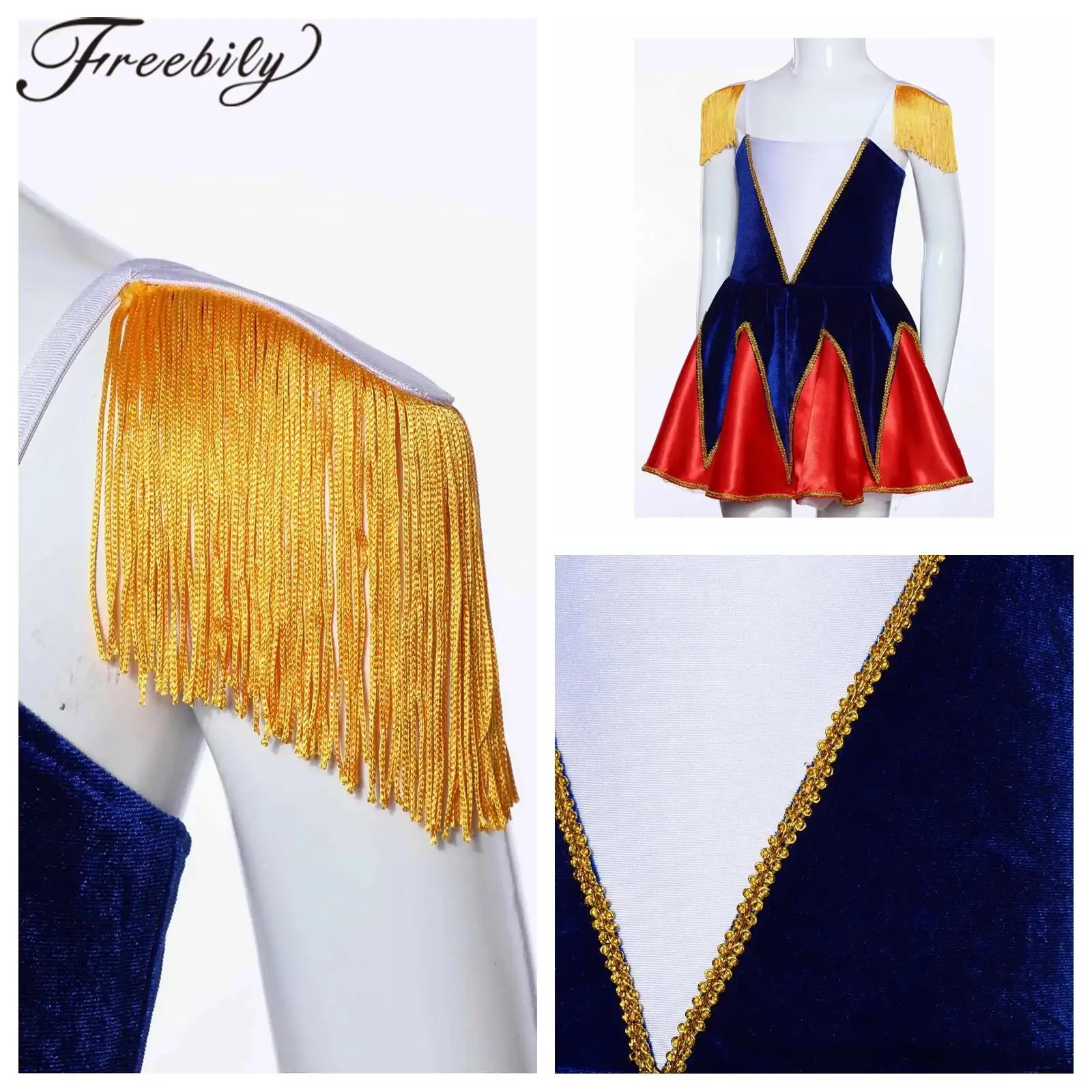 

Kids Girls Marching Drum Velvet Party Dress Cosplay Halloween Parade Show Chorus Stage Costumes Major Band Honour Guard Costume