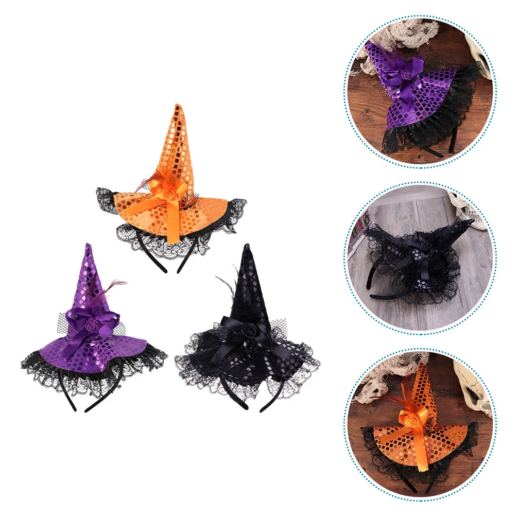 9 Pcs Witch Hat Headband Party Headwear Hair Decorations Cosplay Halloween Ornament for Women Cloth Women's Headdress