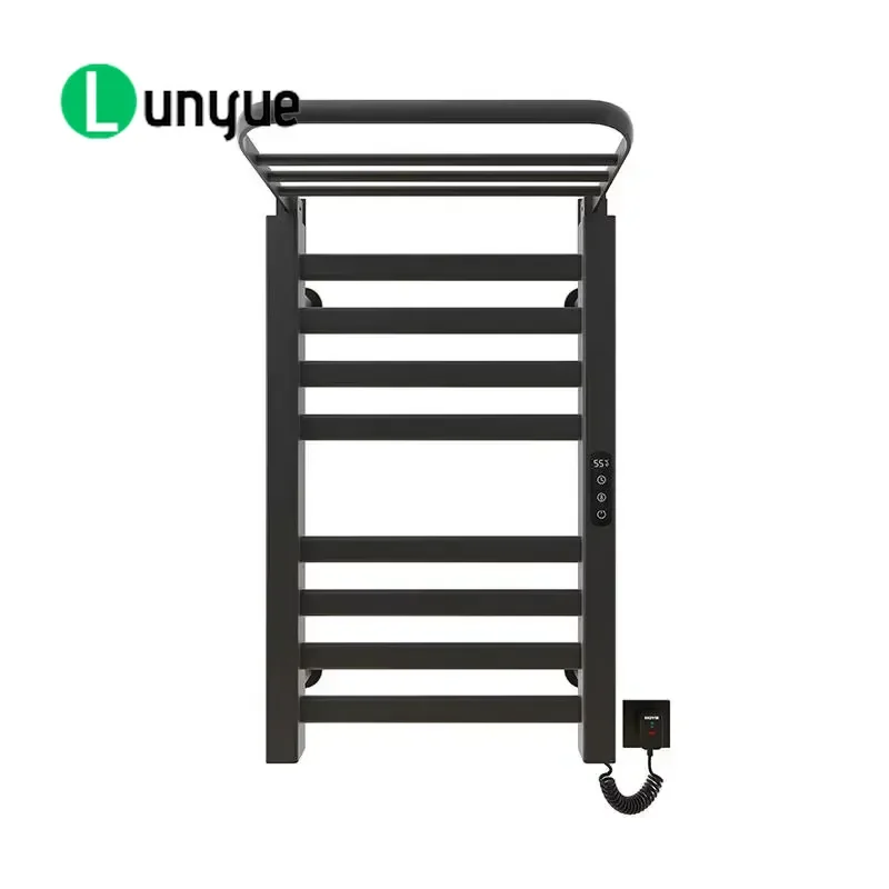 Wall Mounted Heated Towel Rack Aluminum Alloy Powder Coated Waterproof 6 Bar Electric Towel Warmer for Bathroom Black White