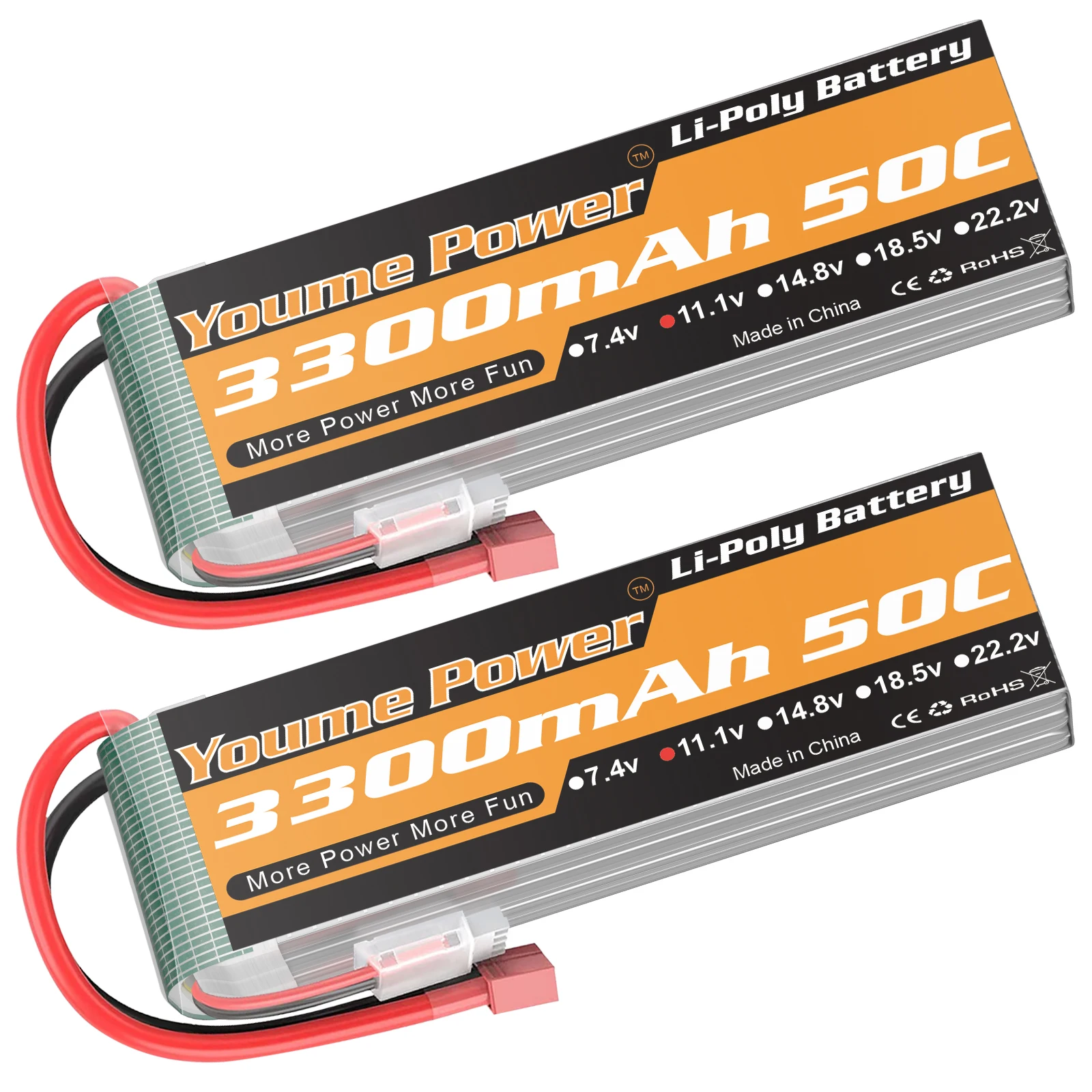 

Youme Power 3S Lipo Battery 11.1v 3300mah RC battery with XT60 Deans Plug 50C For 1/12 1/10 RC Car RC Truck RC Airplane Drones