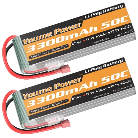 Youme Power 3S Lipo Battery 11.1v 3300mah RC battery with XT60 Deans Plug 50C For 1/12 1/10 RC Car RC Truck RC Airplane Drones