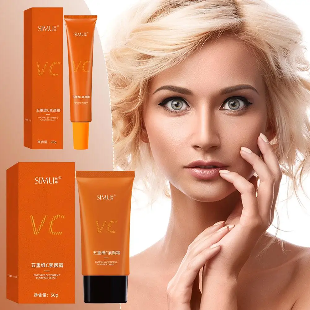 Essential Whitening Cream Five Types Vitamin C Face Cream For Lazy People Makeup Primer Concealer Brighten Isolation Moisturizer