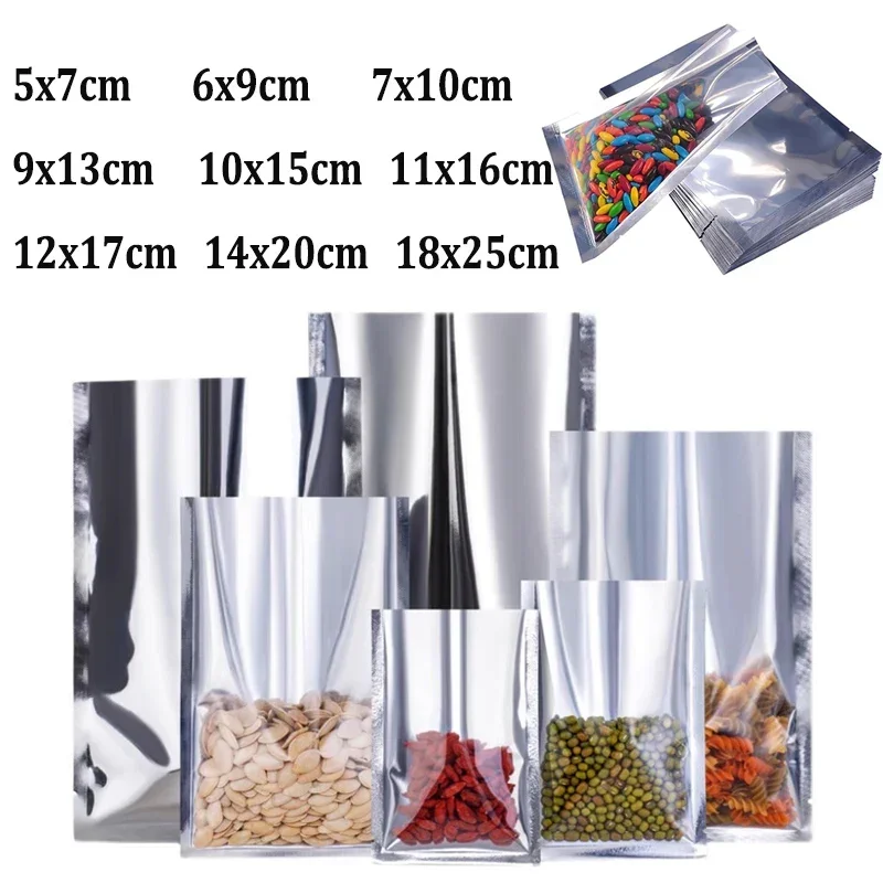 

100pcs~10pcs Heat Seal Aluminium Foil Bags Vacuum Sealer Pouches Food Grade Storage Bag Kitchen Supplies Aluminium Foil Bags