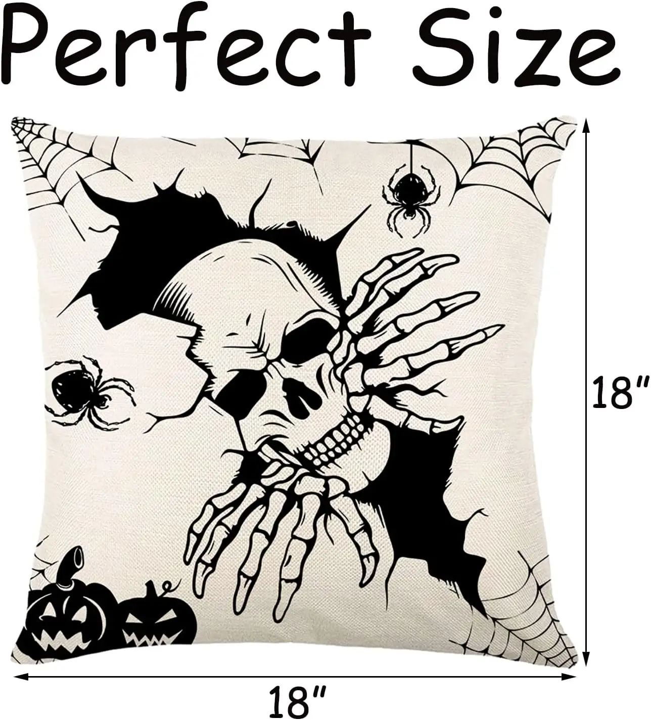 Halloween Pillow Covers 18x18 inch Set of 4 Halloween Throw Pillows Covers Dancing Skeleton and Skull Hands Pillow Case for Home Sofa Bed Cushion Cover Decors