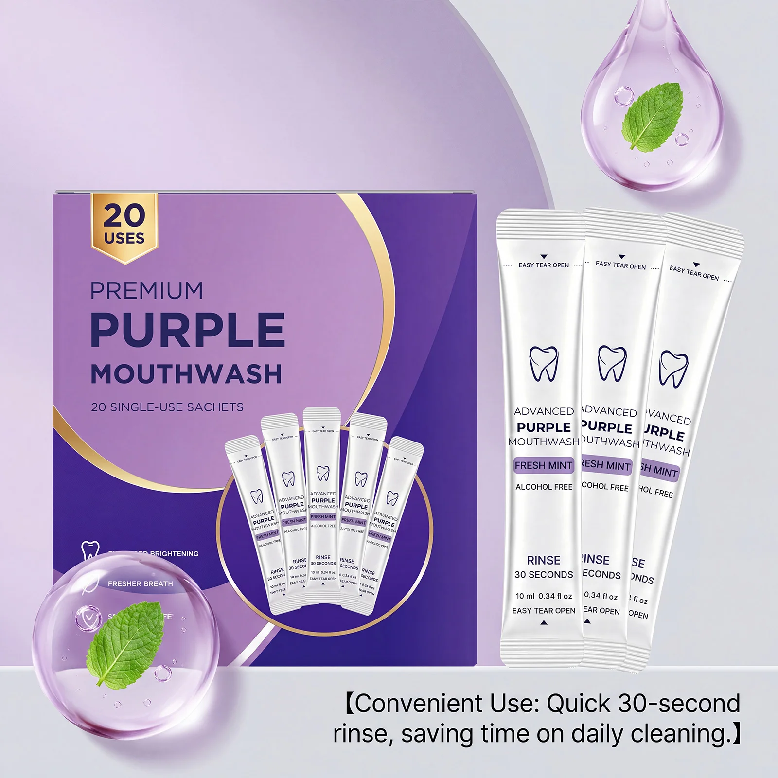 แพ็ค 20/40 ชิ้น น้ำยาบ้วนปากสี - Teeth Whitening Natural บทวิจารณ์และราคา
