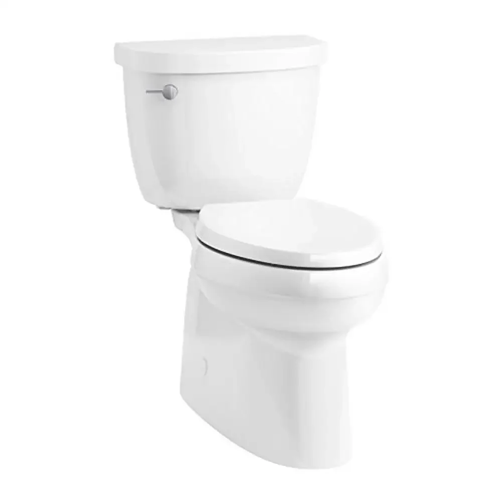 Comfort Height Two-Piece Elongated Toilet Skirted Trapway Left-Hand Lever White