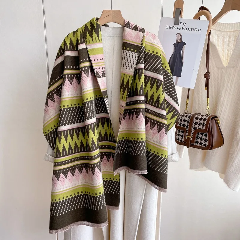 

European and American autumn and winter new fashion Korean style thickened cold-proof neck scarf shawl warm cashmere-like