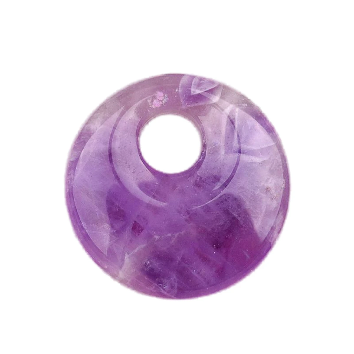 Amethyst 30MM Donut Gemstone Charms for Making Jewelry 8MM Hole Polishing Crystal Round Lucky Coin Protection Safety Healing