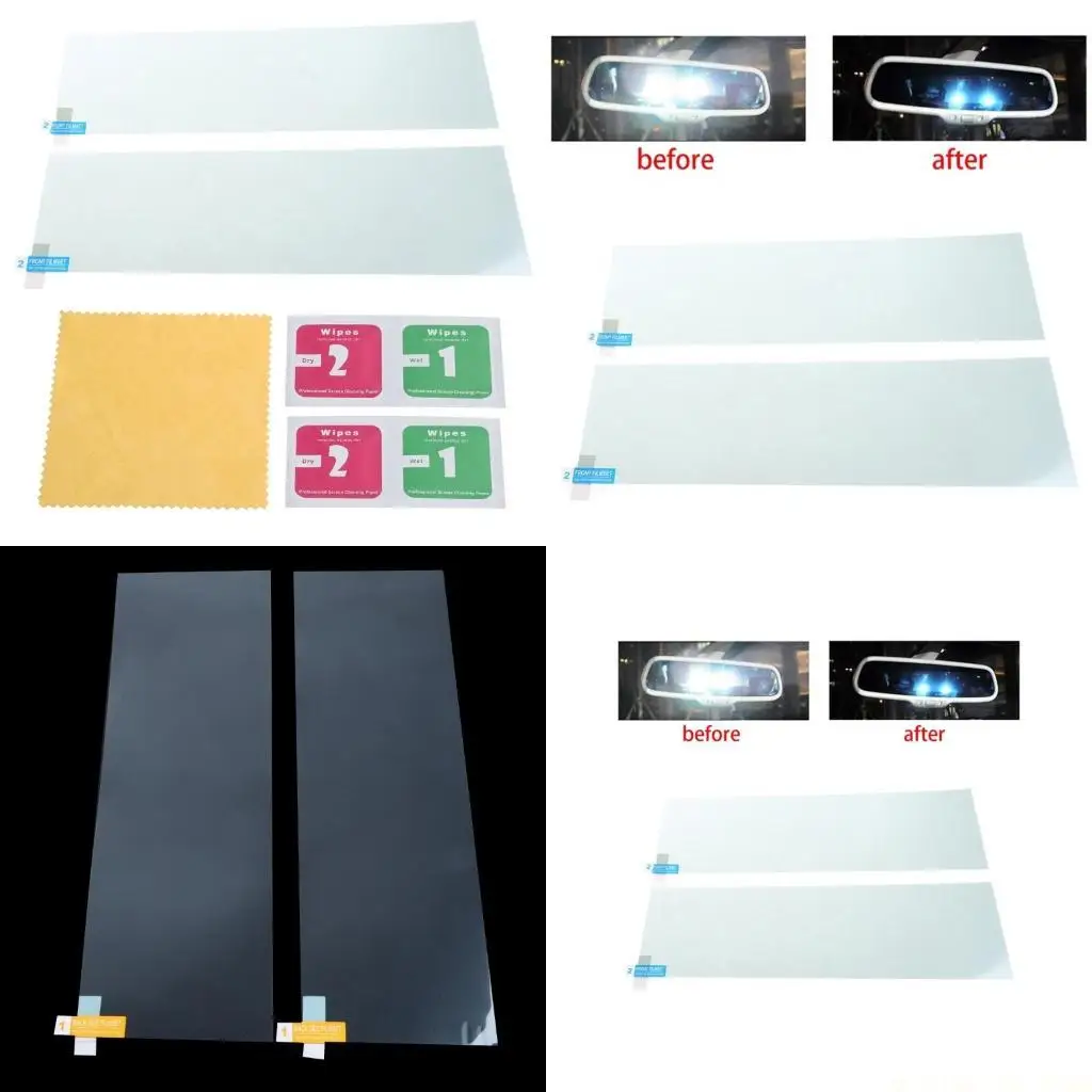 

J0MA 29.5cmx 9cm Universal Car Rearview Mirror Film Blu-ray Film Anti-glare Film