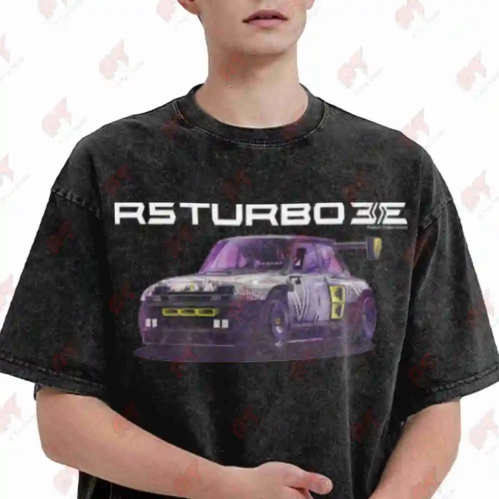 R5 Turbo 3E Concept Electric Car Vintage Washed Tee Pure Cotton T-Shirt